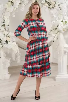 Платье трикотажное Соня (красно-белая клетка)