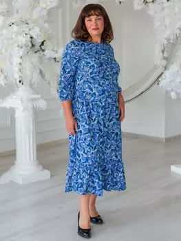 Платье трикотажное Соня (синие цветы)
