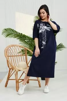 Платье трикотажное Тереза (темно-синее)