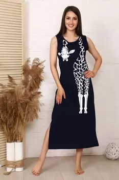 Платье трикотажное Жираф (темно-синее)