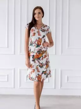 Платье вискозное Астра (оранжевые цветы) рр