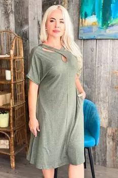 Платье вискозное Колумнея (хаки) рр
