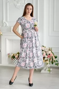 Платье вискозное Летисия (розовые цветы)