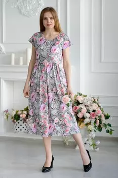 Платье вискозное Летисия (сиреневые цветы)