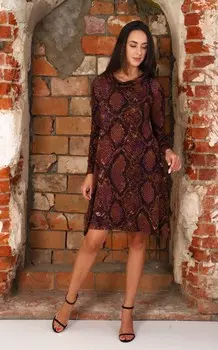 Платье вискозное Полин (коричнево-фиолетовое)