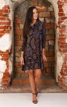 Платье вискозное Полин (коричнево-синее)