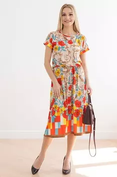 Платье вискозное Сантини (оранжевое)