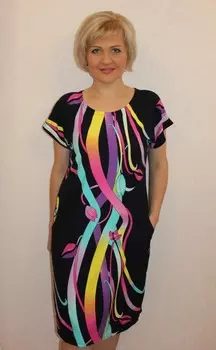 Платье вискозное Синди (розовые ленты) рр