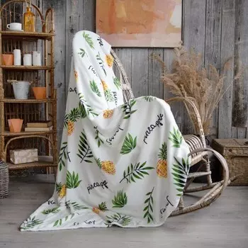 Плед из велсофта 2-спальный Ананасы