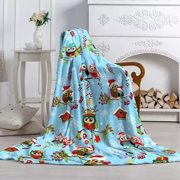 Плед из велсофта евро Совушки