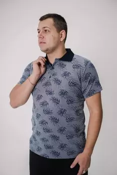 Поло мужское Рельеф (серо-синее)