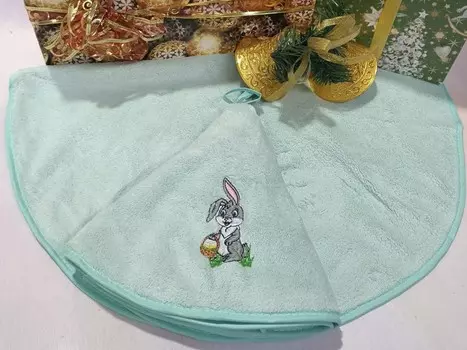 Полотенце из микрофибры круглое Зайчонок (зеленое) зк