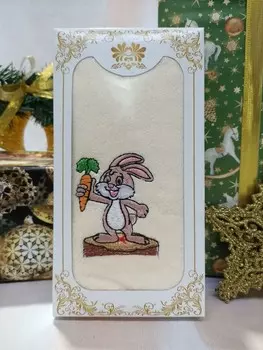 Полотенце из микрофибры шоколадка Зайчонок (молочное) зк