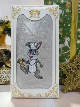 Полотенце из микрофибры шоколадка Зайчонок (серое) зк