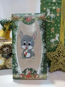 Полотенце из микрофибры шоколадка Заяц (бежевое) зк