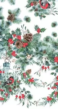 Полотенце из рогожки 40x75 Снегири зк