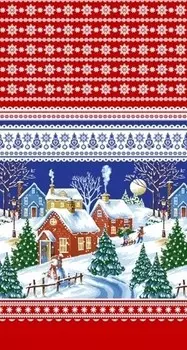 Полотенце из рогожки 40x75 Зимняя деревушка зк