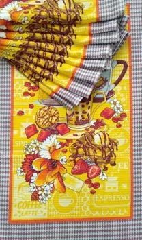 Полотенце вафельное 34x62 Заряд бодрости (желто-коричневое)