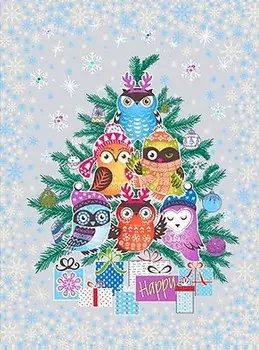 Полотенце вафельное 45x60 Совята (елка) зк