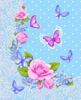 Полотенце вафельное 50x63 Пробуждение (голубое) зк