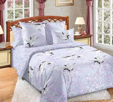 Простыня из бязи 1,5-спальная Журавлиный танец