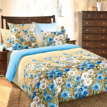 Простыня из бязи 2-спальная Васильки