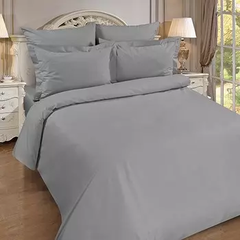 Простыня из поплина 1,5-спальная Цвет Эмоций (серая) от