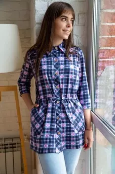 Рубашка трикотажная Мария (синяя) рр