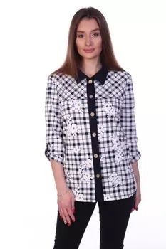 Рубашка трикотажная Регина (клетка с цветами)