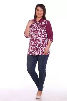 Рубашка трикотажная Жозефина (бело-бордовая) рр