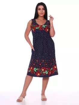 Сарафан трикотажный Бажена (красные цветы) рр