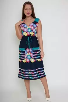 Сарафан трикотажный Доррис (сине-зеленый) рр