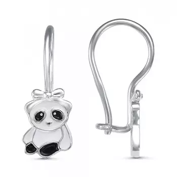 Серьги бижутерия Панда (серебрение) зк