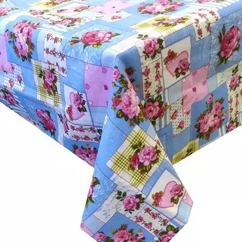 Скатерть 145x145 Пэчворк (голубая)