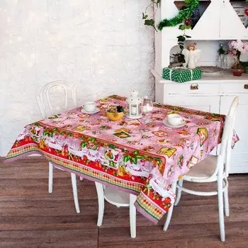 Скатерть 145x145 С Новым годом (розовая)