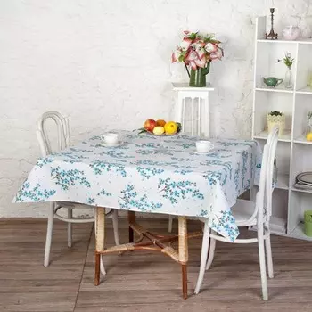 Скатерть 145x145 Ветка сакуры (бирюзовая)