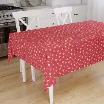 Скатерть 145x145 Якоря (красная)