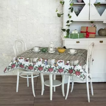 Скатерть 145x180 Снеговики (бежевая)