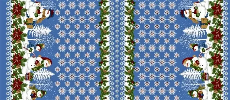 Скатерть 150x150 Снеговики (синяя) зк