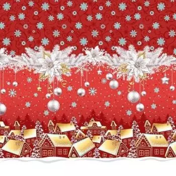 Скатерть 150x150 Снежный вальс (красная) зк