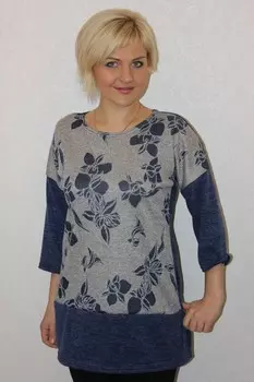 Туника из ангоры Делайла (синие цветы) рр