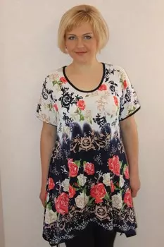 Туника трикотажная Алани (бело-синяя) рр