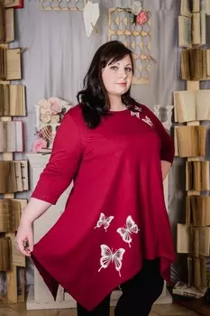Туника трикотажная Бабочки (бордовая)