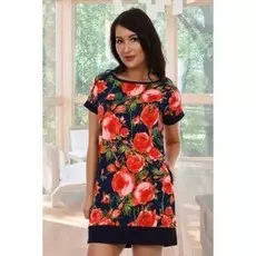 Туника трикотажная Цветы (красная)