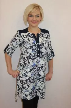 Туника трикотажная Данита (бежево-голубые цветы) рр