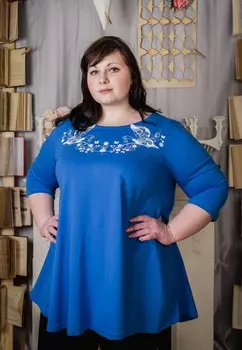 Туника трикотажная Флора (синяя) рр