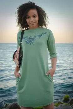 Туника трикотажная Графика (светло-зеленая)