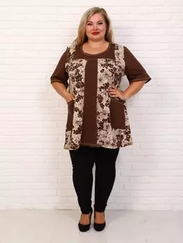 Туника трикотажная Ирина (коричневая) рр