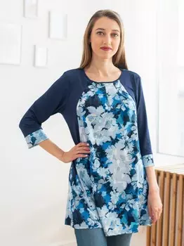 Туника трикотажная Кларибелла (серые цветы)