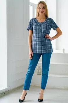 Туника трикотажная Наина (голубая клетка)